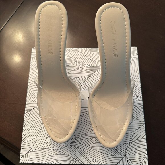 Chase & Chloe Open Toe Clear Transparent Stiletto High Heels Platform Sandals - Picture 1 of 9